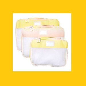 Calpak 3-Piece Set Packing Cubes for Travel, Sorbet Yellow/Orange Ombre